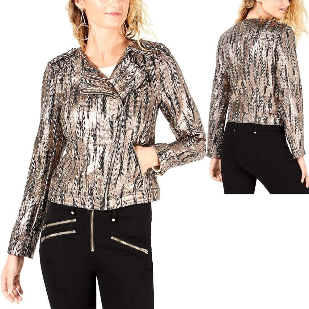 NWT New GUESS Teeya Gilded Moto Jacket Size L